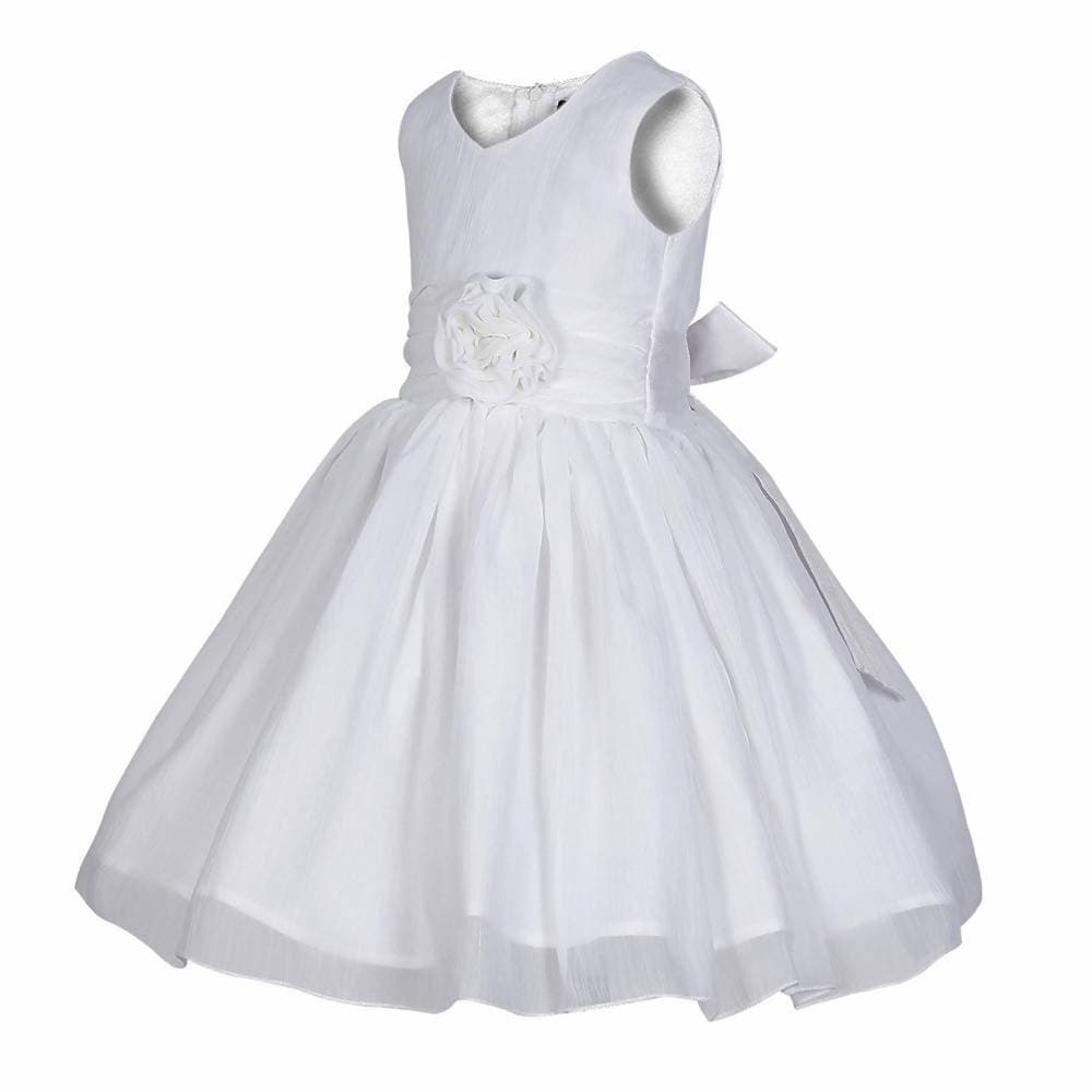 Asmaani Baby Girl's White Colour Satin A-Line Maxi Full Length Dress (AS-DRESS_22170) - Distacart