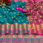 Thumbnail for Vamika Cotton Rich Silk With Jacquard Weaving Rama Green Saree