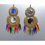 Thumbnail for Gold Color Latest Fashion Hanging Earrings With Multicolor Pearls