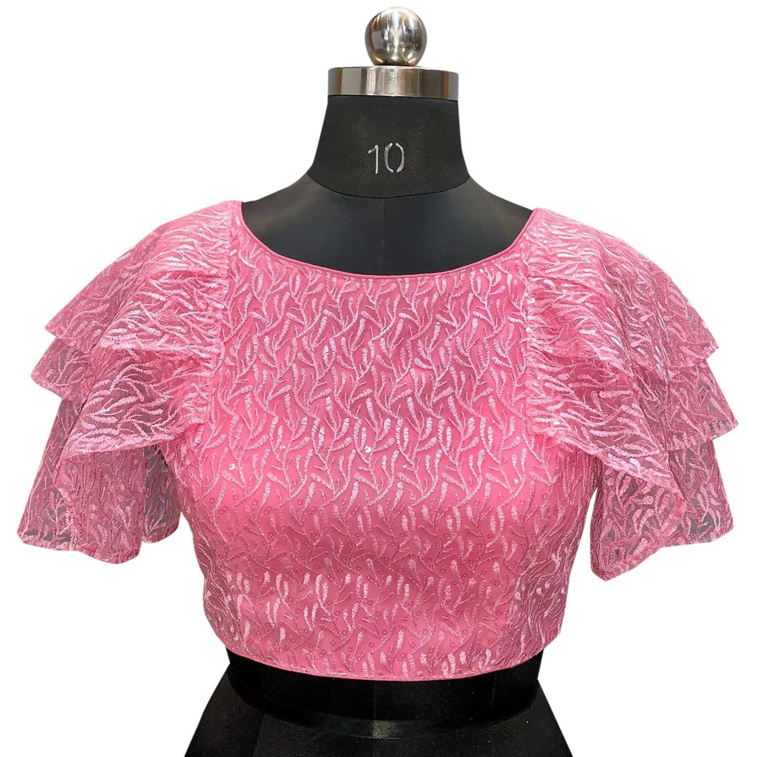 Vamika Pink Net Shifly Work Blouse - Distacart