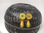 Thumbnail for Terracotta Round Earstuds With Drops-Copper And Green