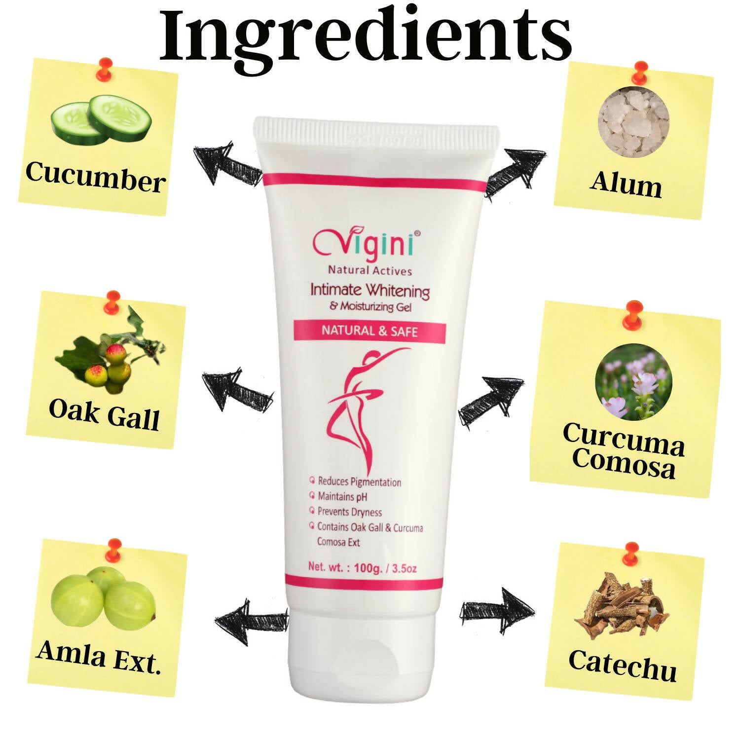 Vigini Natural Actives Vaginal Intimate Whitening Lightening Moisturizer Gel - Distacart
