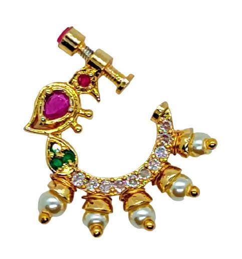 Multicolor AD Bridal Peacock Nose Ring