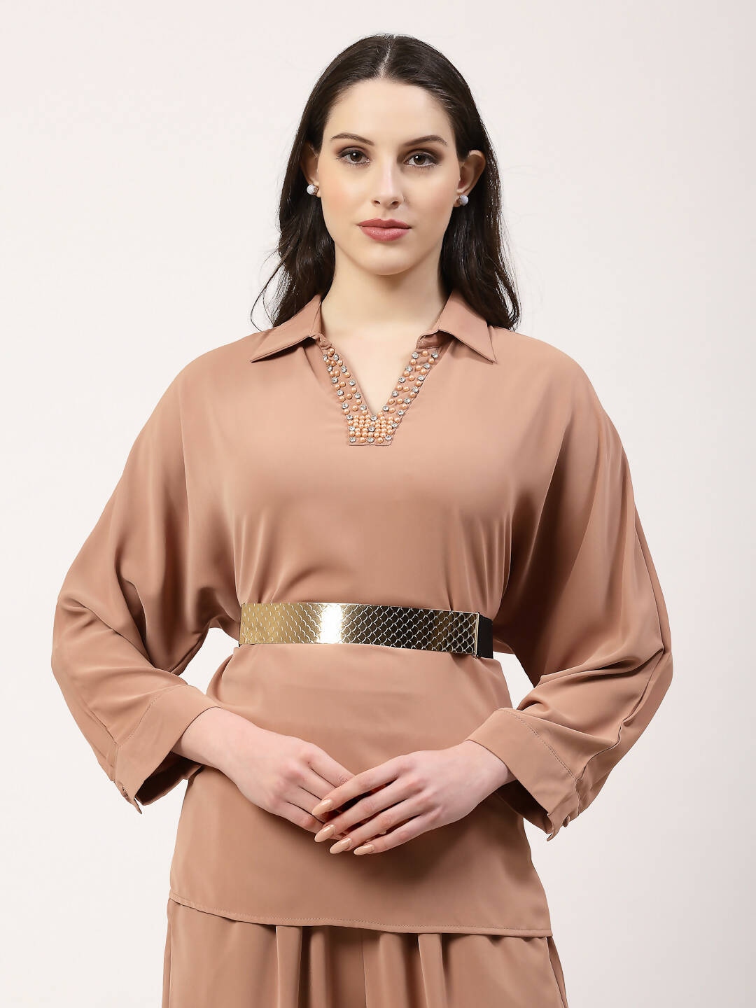 NVR Women Circular Gold Plated Adjustable Broad Belt - Distacart