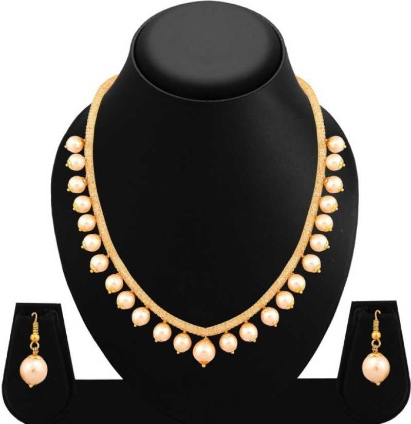 Gold-Plated Alloy Crystal Chain Necklace Set - The Pari - Distacart