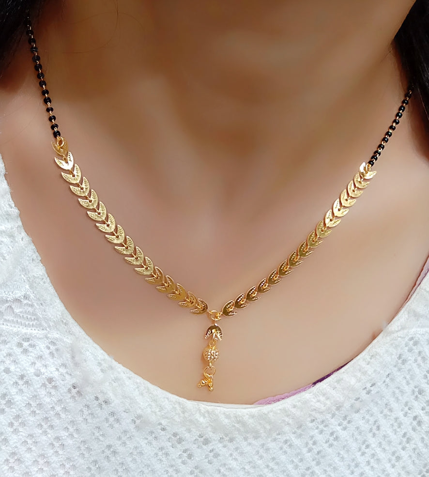 Gold-Plated Alloy Designer Mangalsutra Necklace Set - The Pari - Distacart