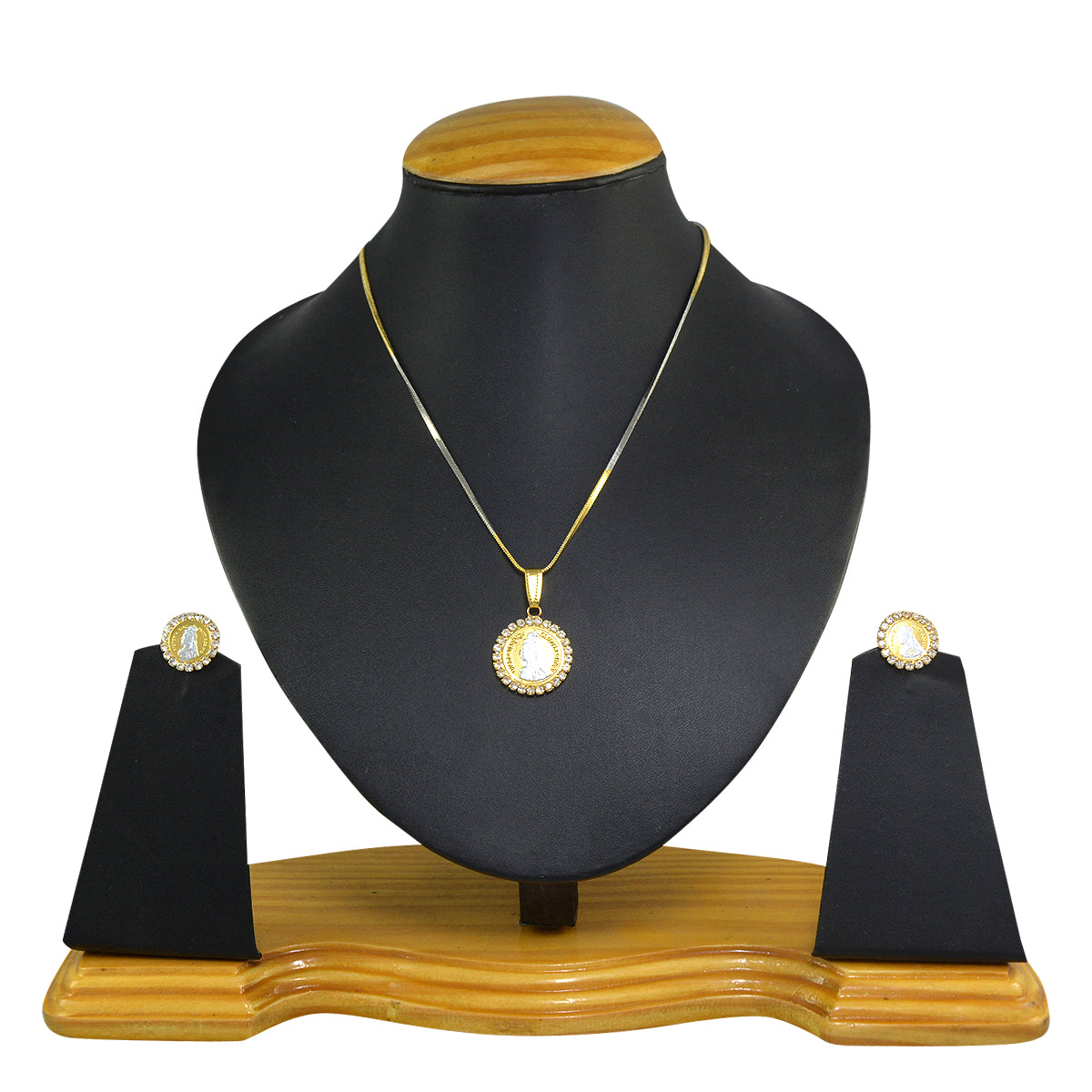 Gold-Plated Alloy Ginnin American Diamond Pendant Set - The Pari - Distacart
