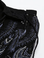 Thumbnail for House of Panchhi Women Black Net Sequins Embroidered Lehenga & Blouse with Dupatta - Distacart