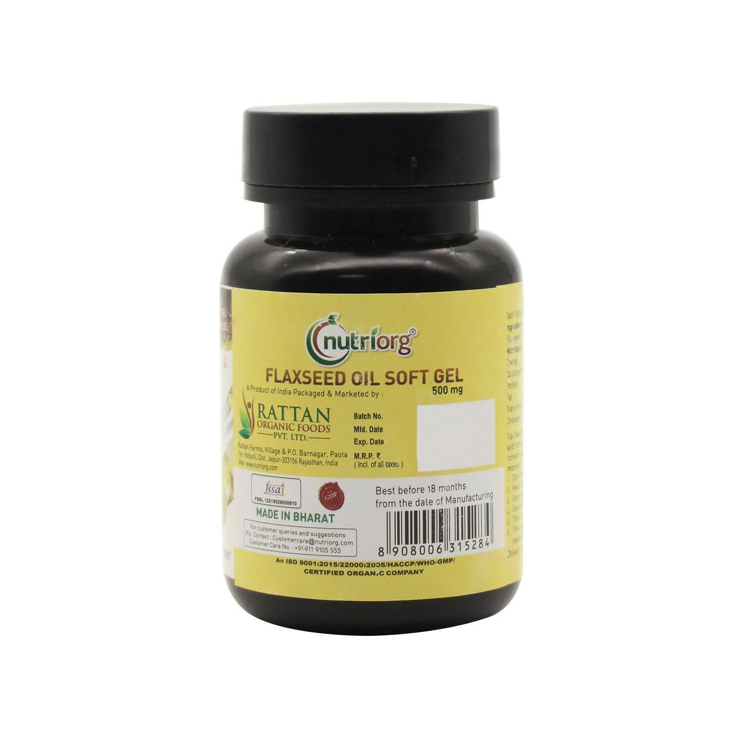 Nutriorg Flaxseed Oil Soft Gel Capsules - Distacart