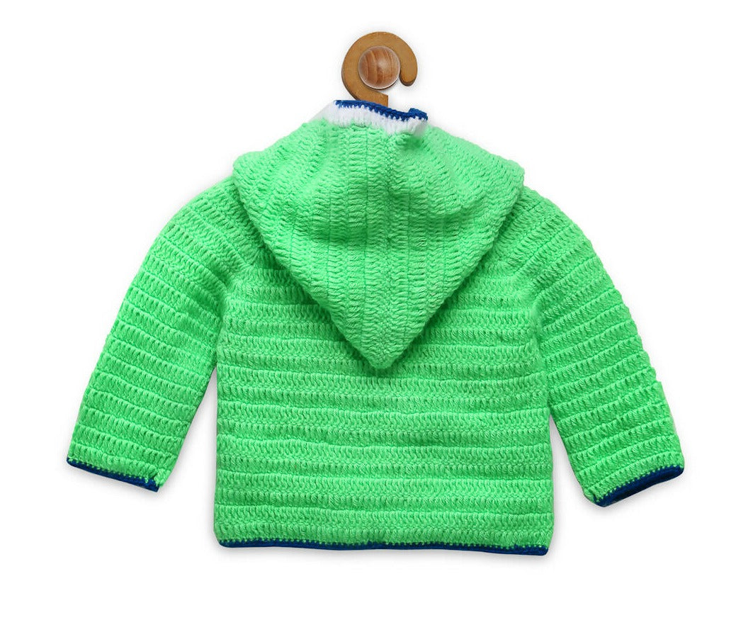 Chutput Kids Green Coloured Solid Pullover For Baby Boys with Cartoon Detail - Distacart