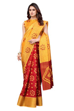 Thumbnail for Vamika Ethnic Fire Maroon Jari Border Linen Saree - Distacart