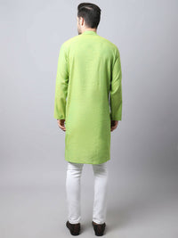Thumbnail for Even Apparels Green Pure Cotton Men's Kurta With Side Placket - Distacart