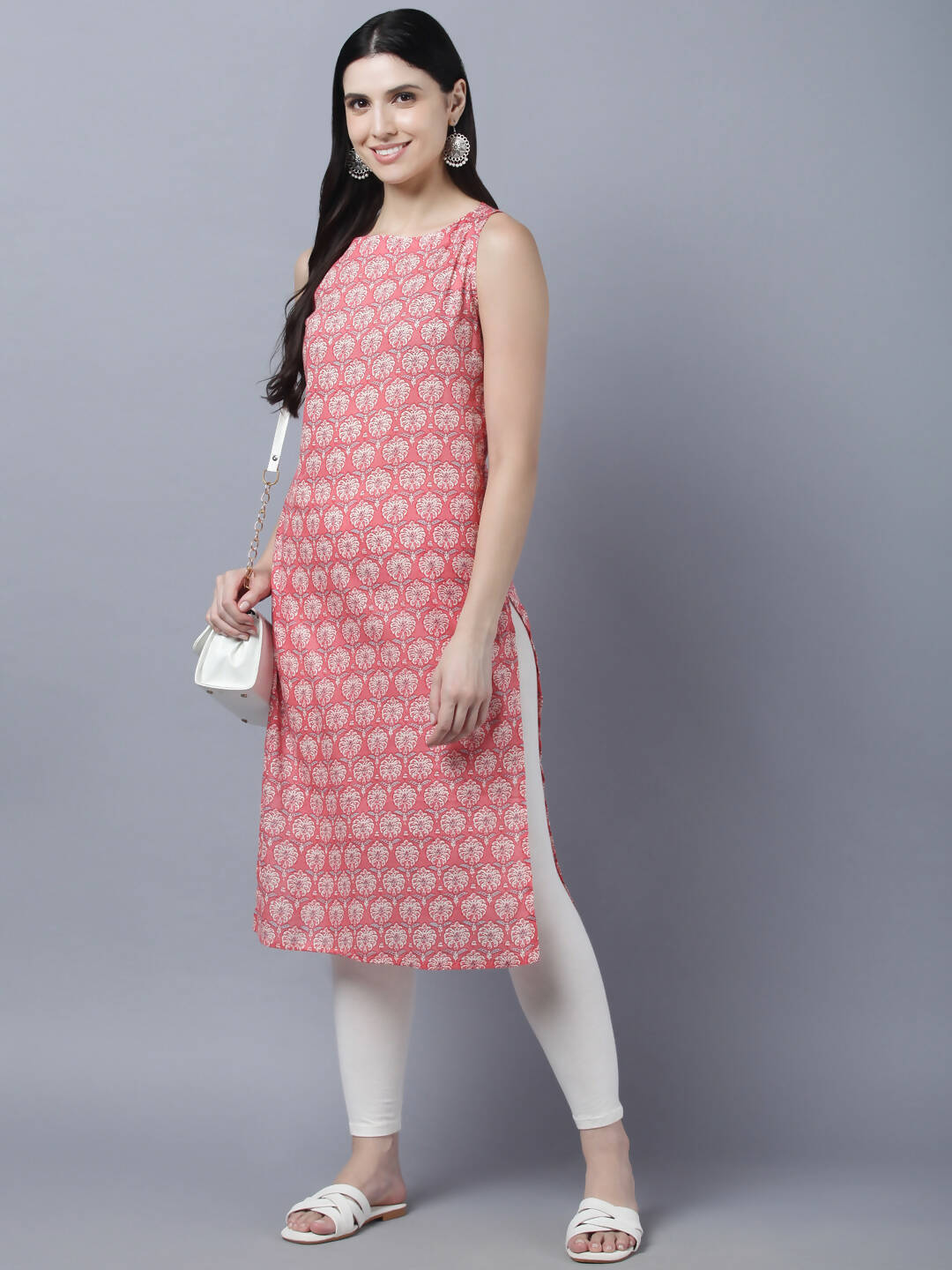 Myshka Stylish Pink Sleeveless Women's Kurta - Distacart