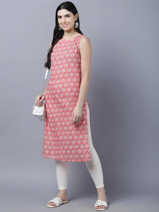 Myshka Stylish Pink Sleeveless Women's Kurta - Distacart