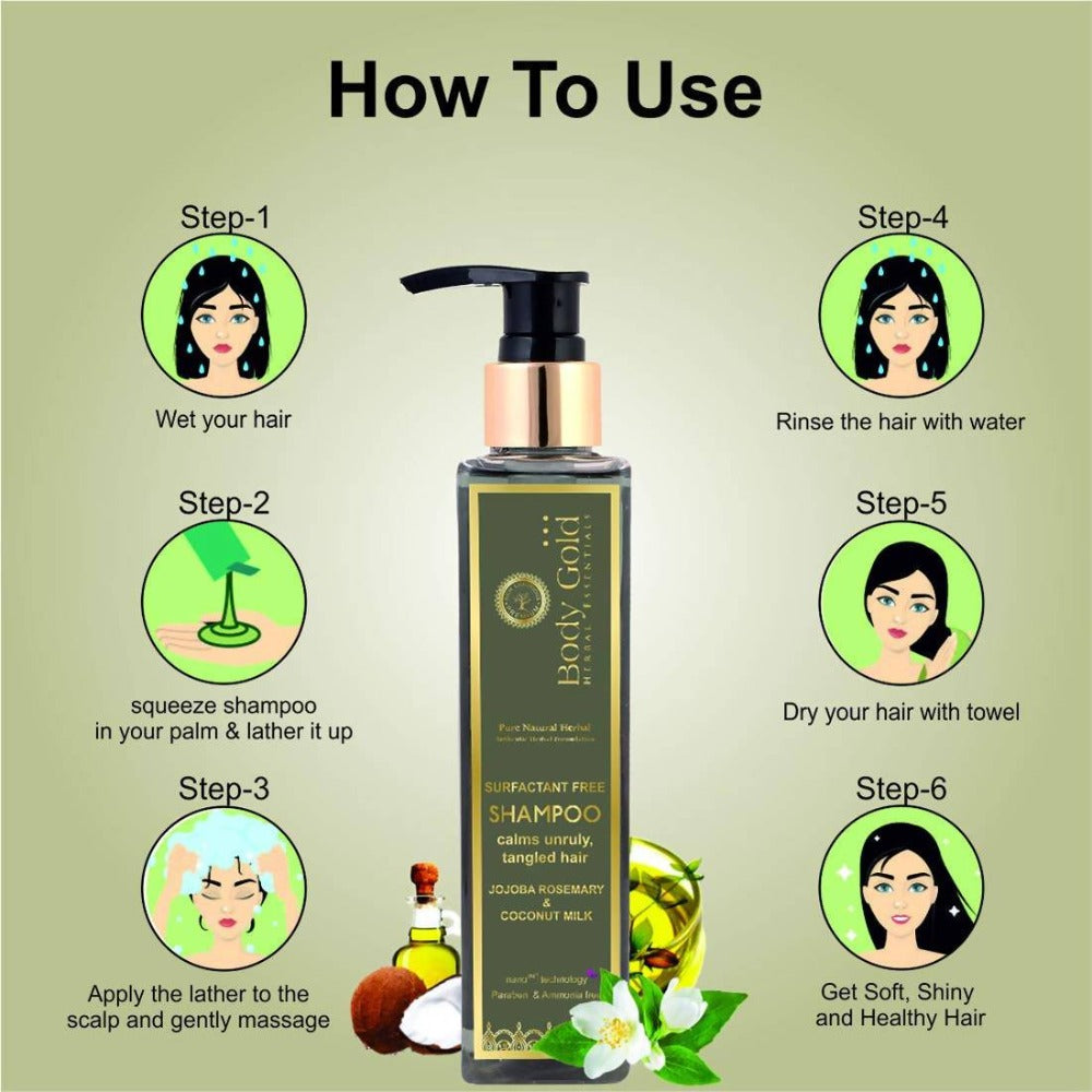 Body Gold Shampoo Clams Unruly Tangled Hair With Jojoba Rosemary & Coconut Milk How To Use