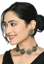 Thumbnail for Mominos Fashion Johar Kamal Oxidised Silver-Plated Peacock Wings Work Necklace Handicraft - Distacart