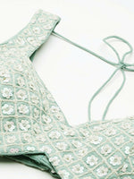 Thumbnail for House of Panchhi Sea Green Chinon Sequins and Zarkan embroidery Lehenga choli & Dupatta - Distacart
