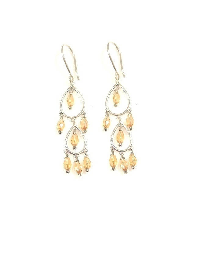 Bling Accessories Light Color Topaz Crystal Stone Earrings