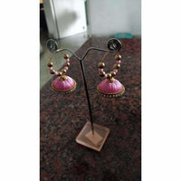 Thumbnail for Pink Color Silk Thread Earrings with Beads - Distacart