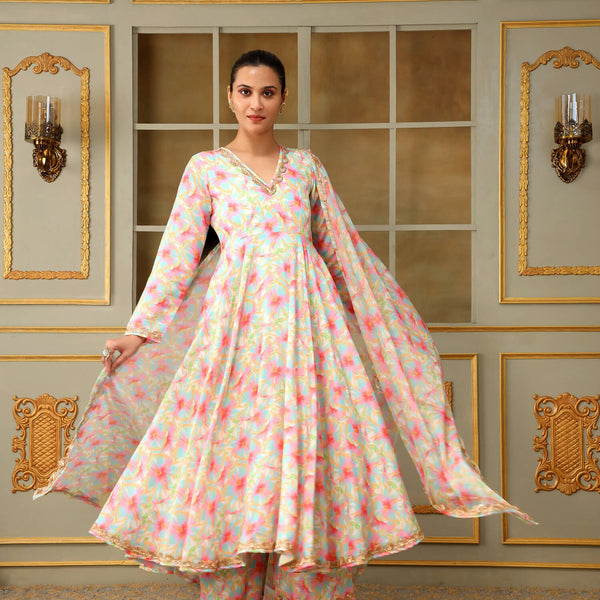 Pomcha Jaipur Pink Saadgi Gulistan Anarkali Set - Distacart