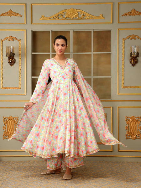 Pomcha Jaipur Pink Saadgi Gulistan Anarkali Set - Distacart