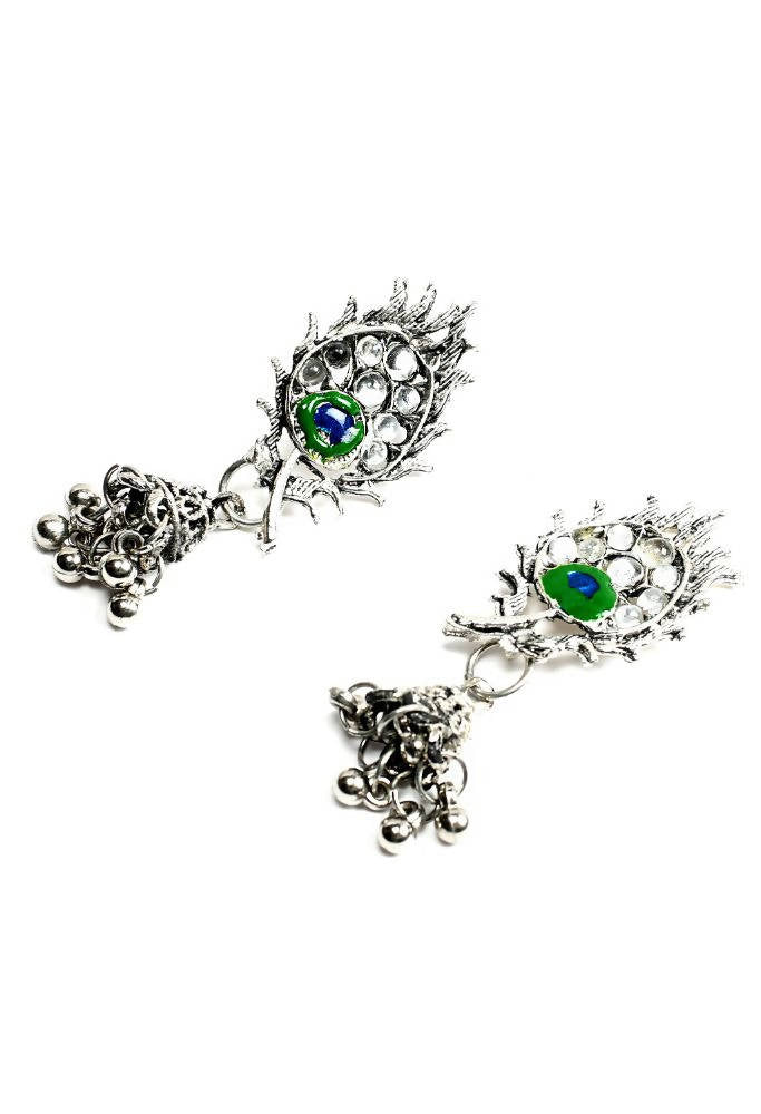 Tehzeeb Creations Oxidised Necklace And Earrings Shree Krishna Flutes Design