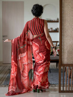 Thumbnail for Suta Maroon Floral Pure Cotton Saree - Distacart