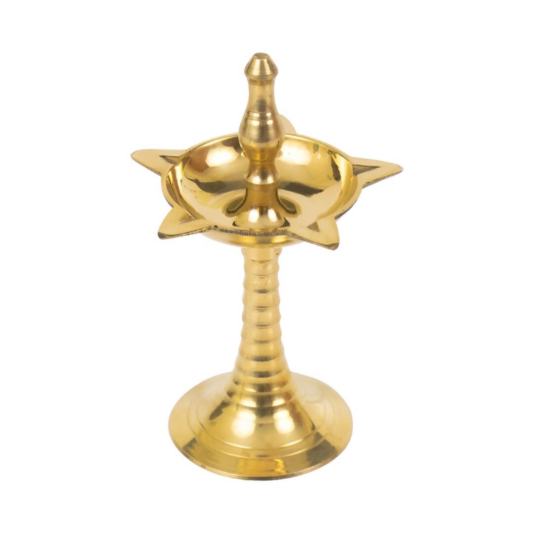 Spillbox Gold Toned Brass Textured Small Kuthu Vilakku Diya - Distacart