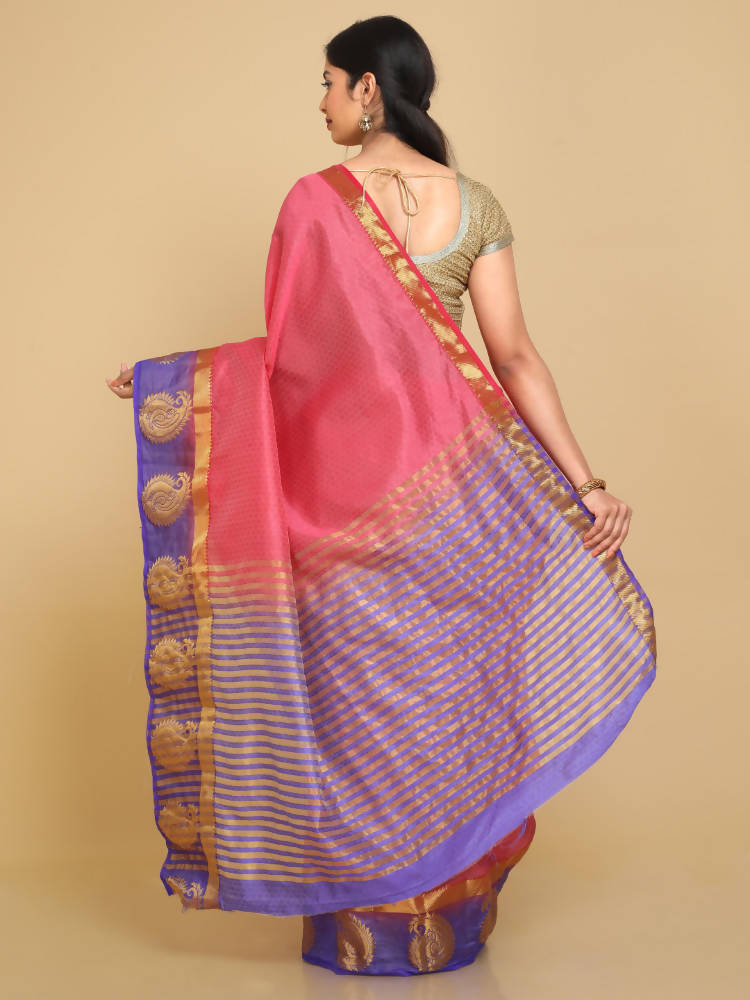 Kalamandir Woven Design Pink Pashmina Saree