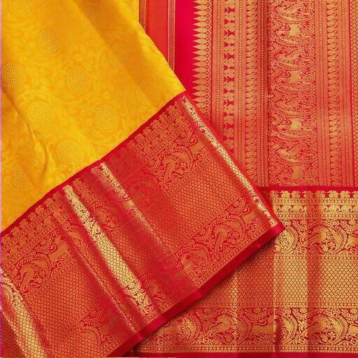 DEIANA'S Beautiful Golden Jari with New Design Soft Lichi Silk Saree - Yellow - Distacart