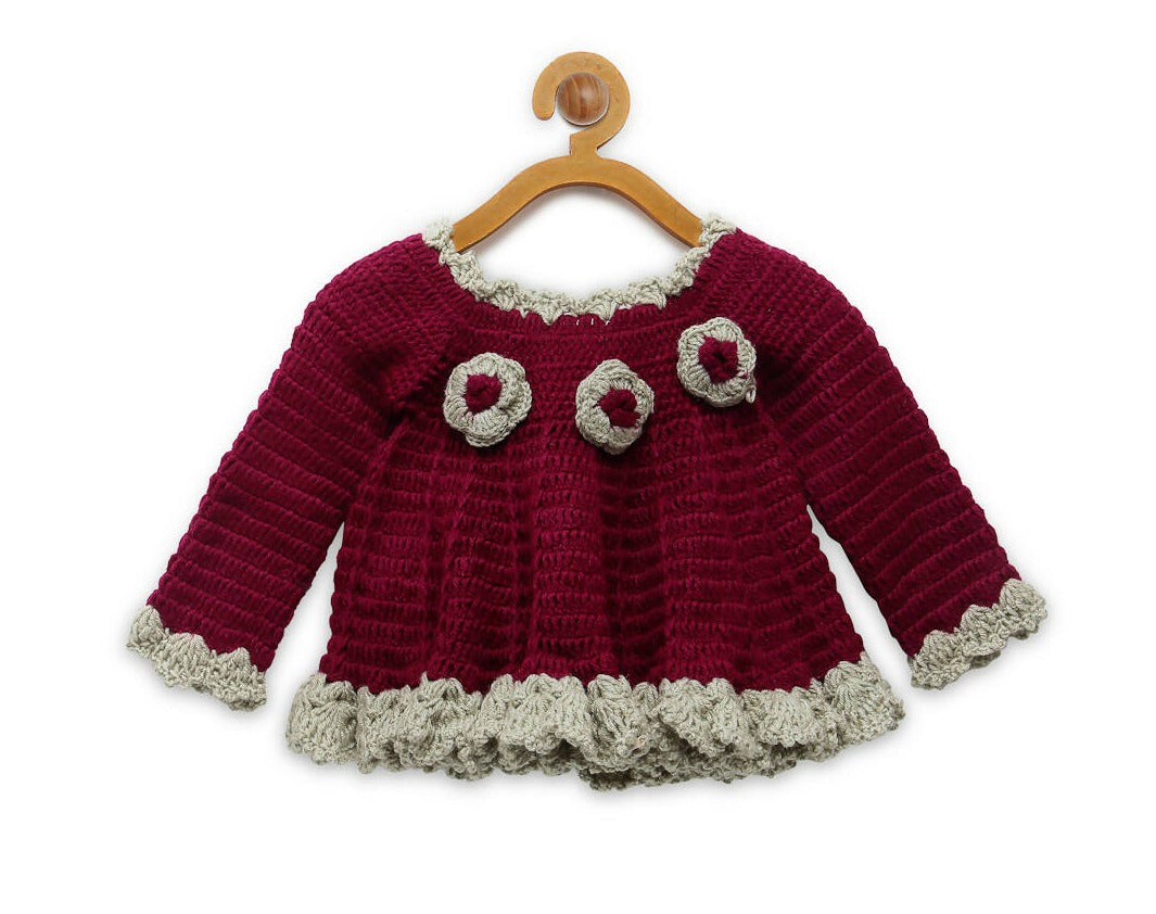 Chutput Kids Purple- Coloured Solid Pullover Sweater For Baby Girls - Distacart