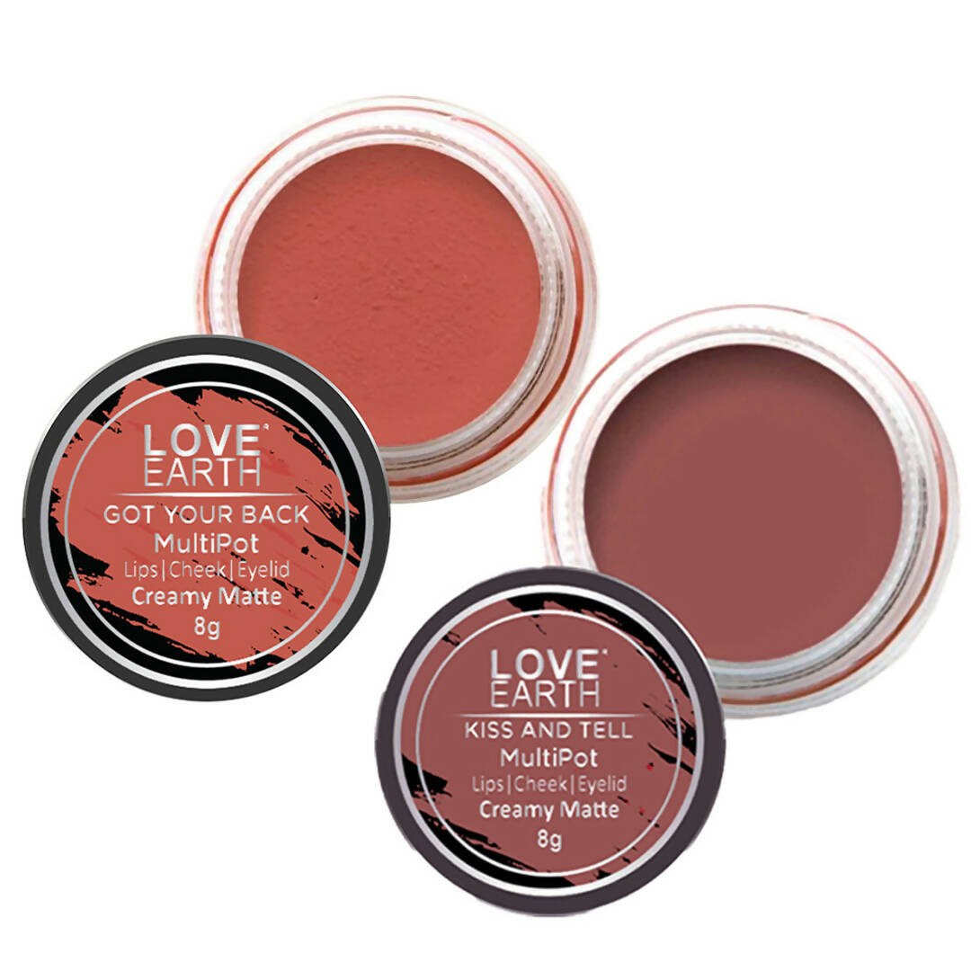 Love Earth Lip Tint & Cheek Tint Multipot Combo (Coral & Mauvish Pink) - Distacart