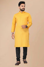 Thumbnail for Men's Mustard Striped Cotton Kurta - Mahotsav - Distacart