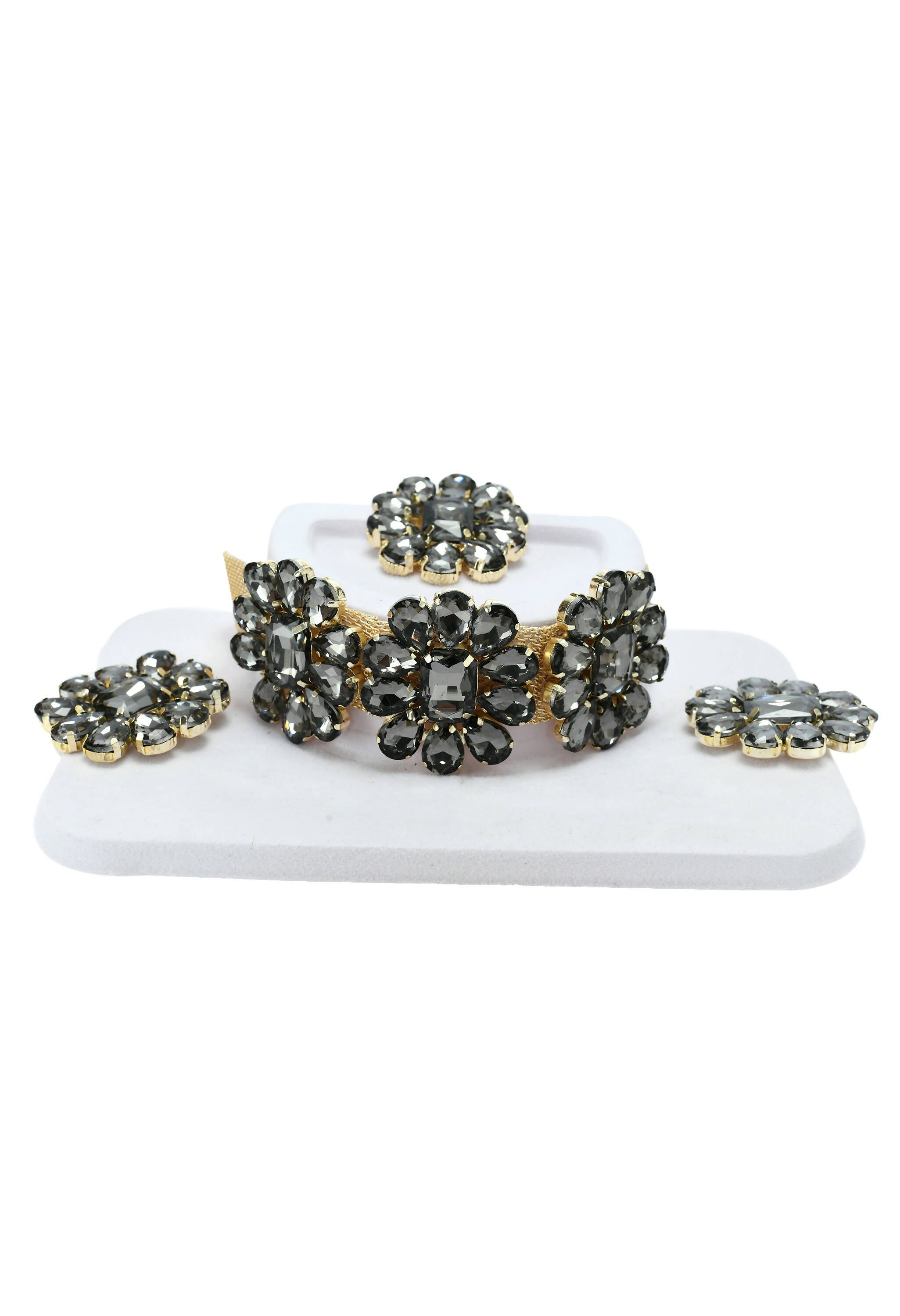 Mominos Fashion Joharkamal Gold-Plated Brass Finish Stone Choker For Women & Girls (Grey) - Distacart