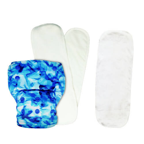 Kindermum Nano Pro Aio Cloth Diaper (With 2 Organic Inserts And Power Booster)- Aqua For Kids - Distacart