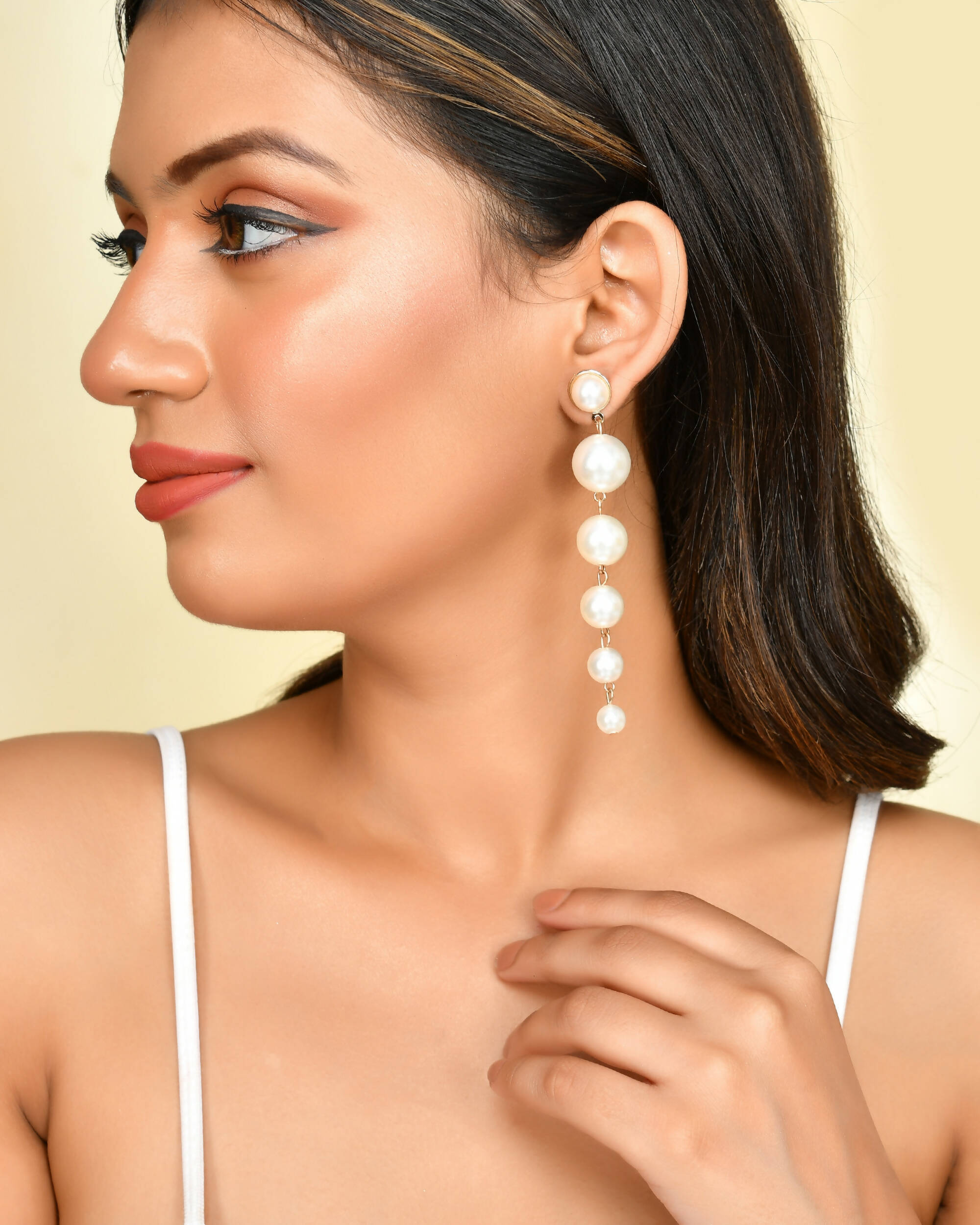 VOJ Women Gold Tone Pearl Stainless Steel Drops & Danglers Earrings - Distacart