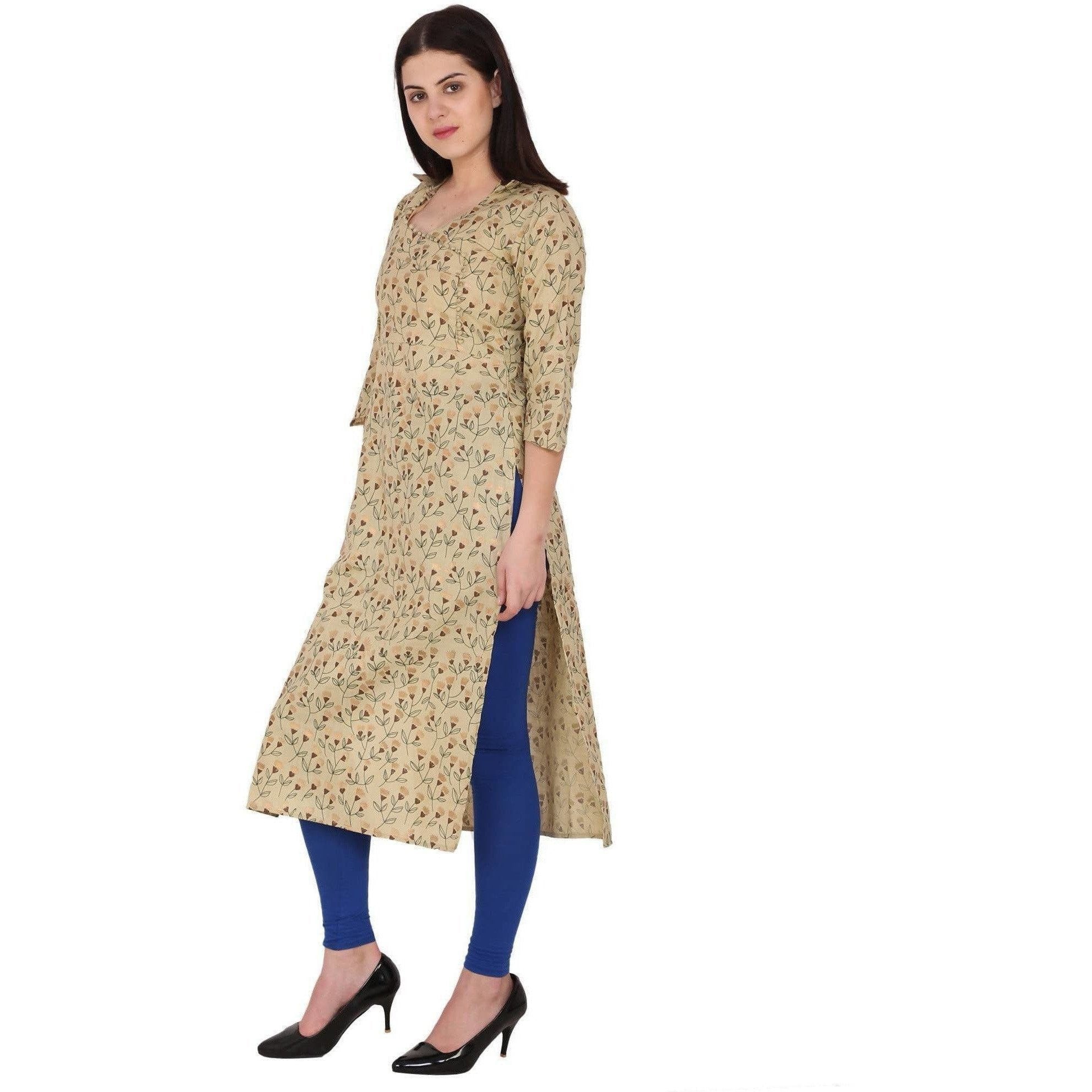Kanoor Women's goldcotton straight kurti