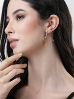 Thumbnail for NVR Women Gold-Toned Geometric Hoop Earrings - Distacart