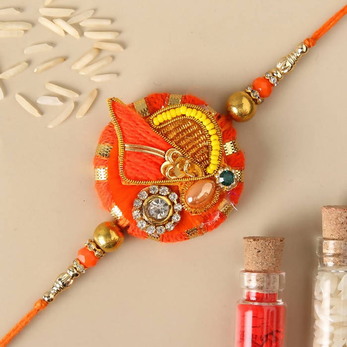 Festive Zardosi Rakhi & Kaju Katli Box - Distacart
