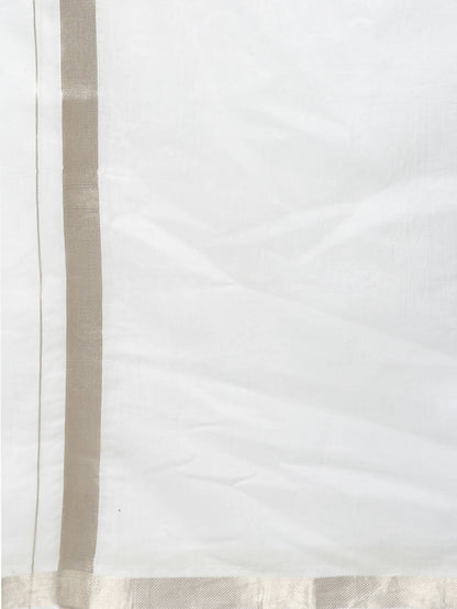 Ramraj Cotton Mens Cotton Silver Jari Dhoti - White - Distacart