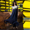 Blue Georgette Floral Embroidered A-line Kurti - Missy - Distacart
