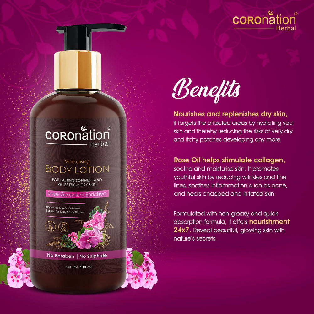 Coronation Herbal Rose Geranium Enriched Body Lotion - Distacart