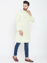 Thumbnail for Even Apparels Yellow Color Men's Pure Cotton Kurta With Band Collar - Distacart