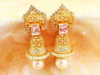 Thumbnail for White Ad Pearl And Stones Jhumkas