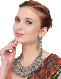 Thumbnail for Mominos Fashion Parrot Design Silver Color Choker with Ghungru Necklace Set online
