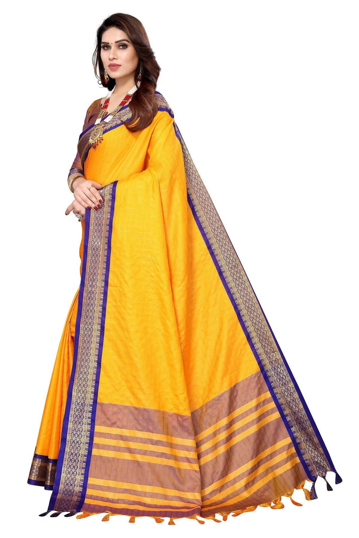 Vamika Weaving Yellow Cotton Silk Saree (BHAVINI YELLOW) - Distacart