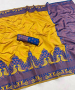 Thumbnail for DEIANA'S Beautiful Golden Jari with New Design Soft Lichi Silk Saree - Yellow - Distacart