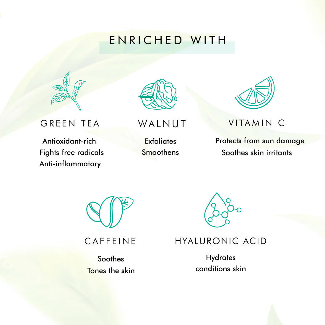 mCaffeine Green Tea Face Scrub with Vitamin C & Hyaluronic Acid - Distacart