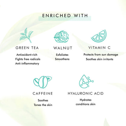 mCaffeine Green Tea Face Scrub with Vitamin C & Hyaluronic Acid - Distacart