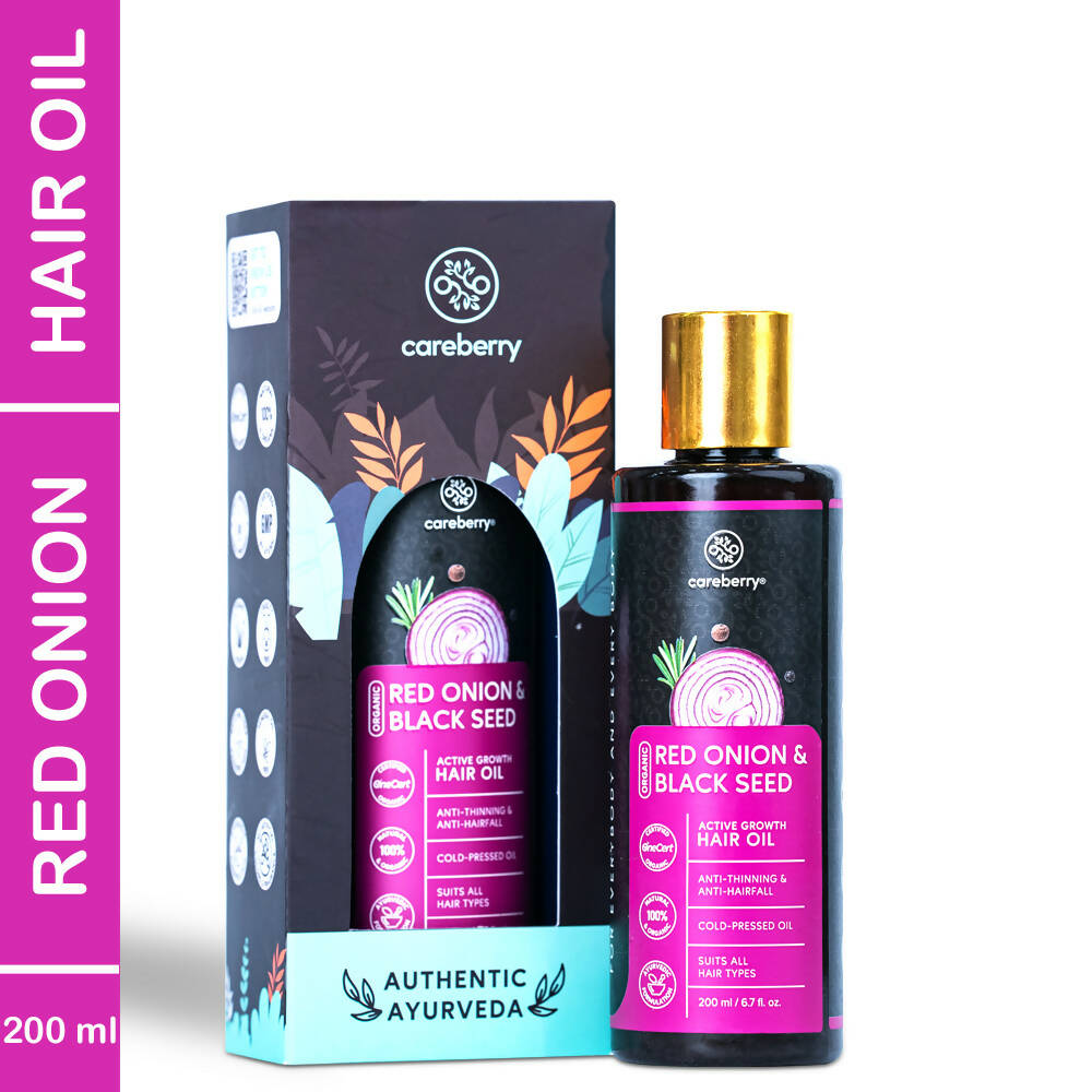 Careberry Organic Red Onion & Black Seed Extract Oil For Anti Hair Fall - Distacart